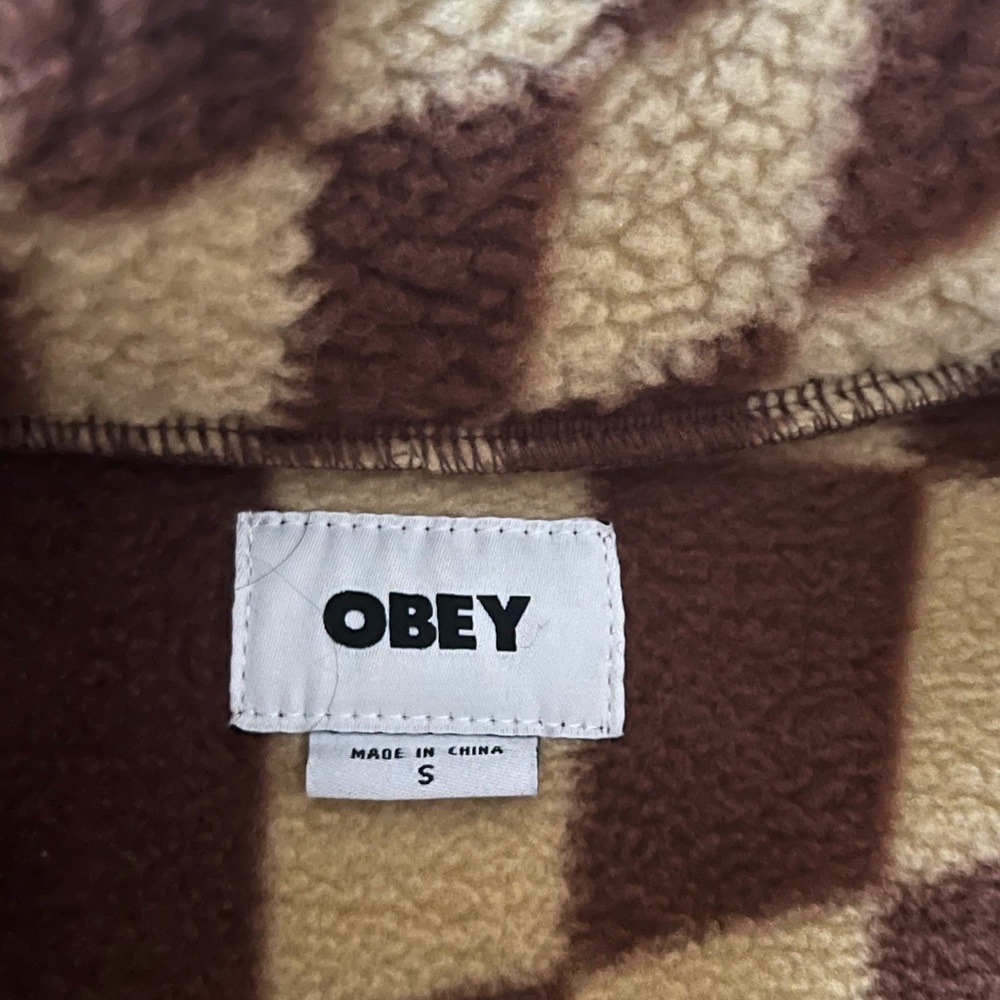 Obey Women's Fleece Jacket Wavy Pop Over Jacket Sepia Multi size S - Picture 3 of 7